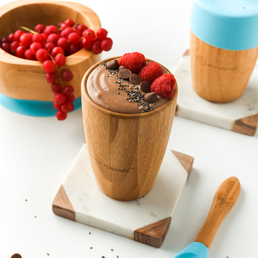 Bamboo Cup with Reusable Straws - Blue