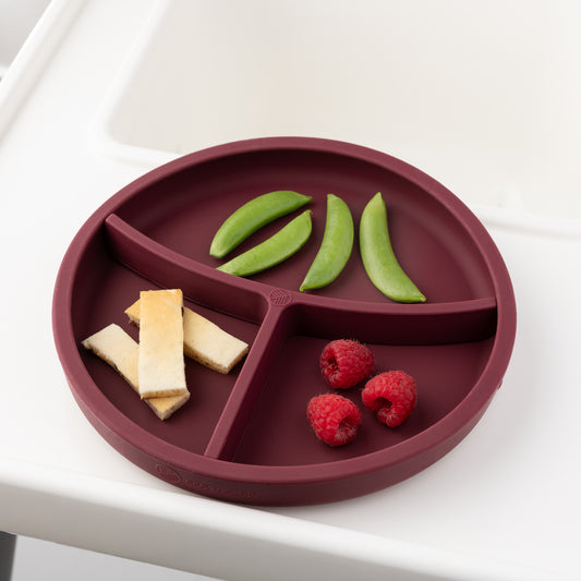 Silicone Plate with Removable Divider - Burgundy