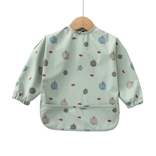 Smock Bib - Sage Pumpkins